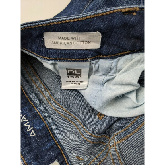 DL1961 Amanda Skinny Dark Wash Jeans Sz 27 Stretch Low Rise Distressed - Picture 4 of 7